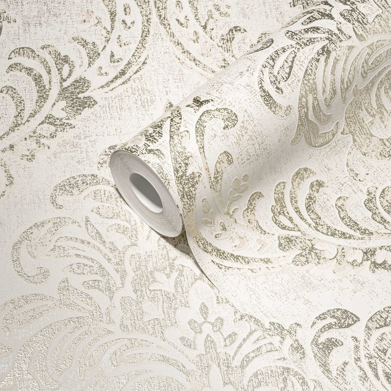 Baroque wallpaper with ornament and metallic look, 1373722 AS Creation