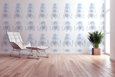 Nursery wallpaper for boys - with elephants in blue, 1350647 Without PVC AS Creation