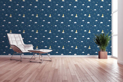 Children's room wallpaper night sky - night blue 1350743 Without PVC AS Creation