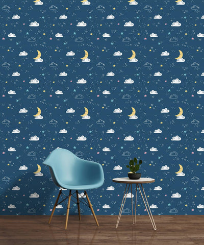 Children's room wallpaper night sky - night blue 1350743 Without PVC AS Creation
