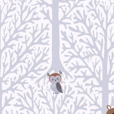 Children's grey wallpaper for girl's room - with forest animals, 1350407 Without PVC AS Creation