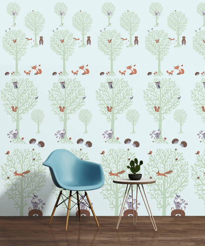 Berno tapetai su miško gyvūnais žalios spalvos AS Creation 1350636 Be PVC AS Creation