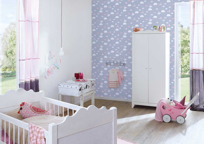 Vaikiški tapetai mergaitės kambariui su naktiniu dangumi, pilka ir rožinė, 1350503 Be PVC AS Creation