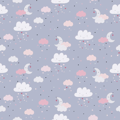 Children's wallpaper for girl's room with night sky, grey and pink, 1350503 Without PVC AS Creation