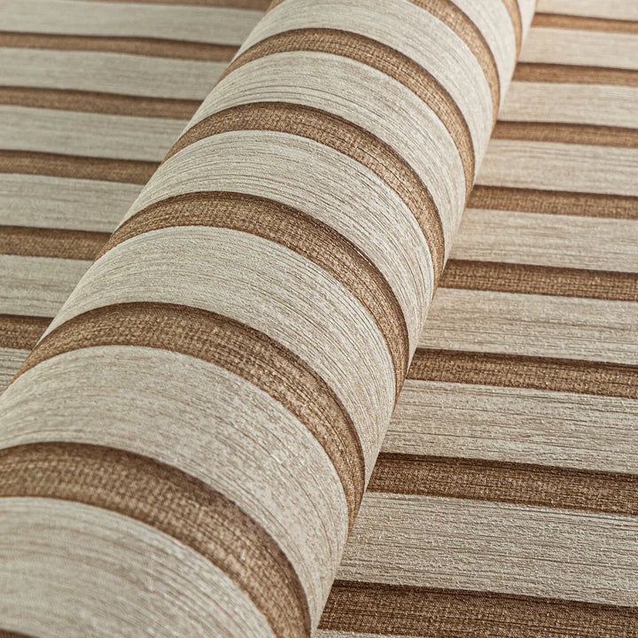 Beige striped wallpaper with wood imitation, slightly shiny surface – 3000334