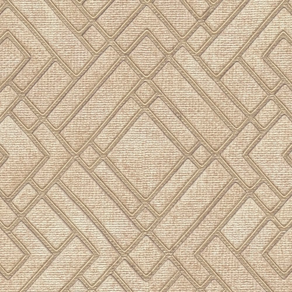 Bēšas tapetes guļamistabai ar Art Deco līniju rakstu - 388283 AS Creation