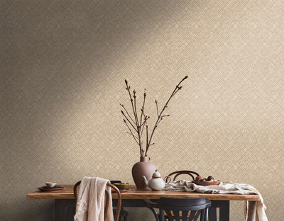 Beige wallpaper with Art Deco line pattern, 1366273 AS Creation