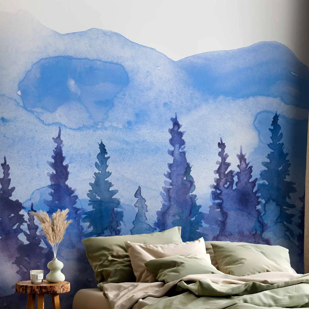 Wall Murals - Blue landscape with forest, 160648