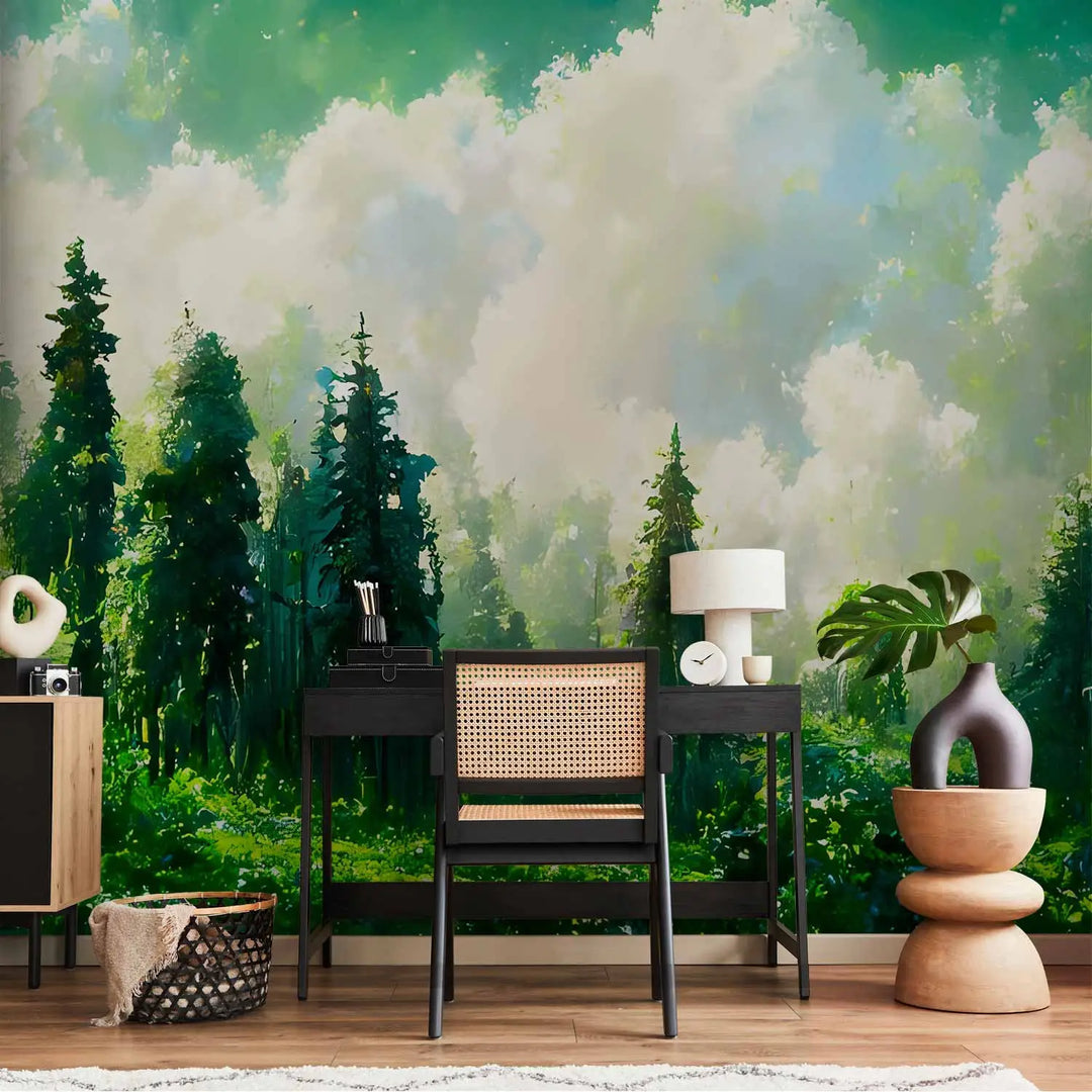 Wall Murals - Forest landscape - bright green trees | 160684