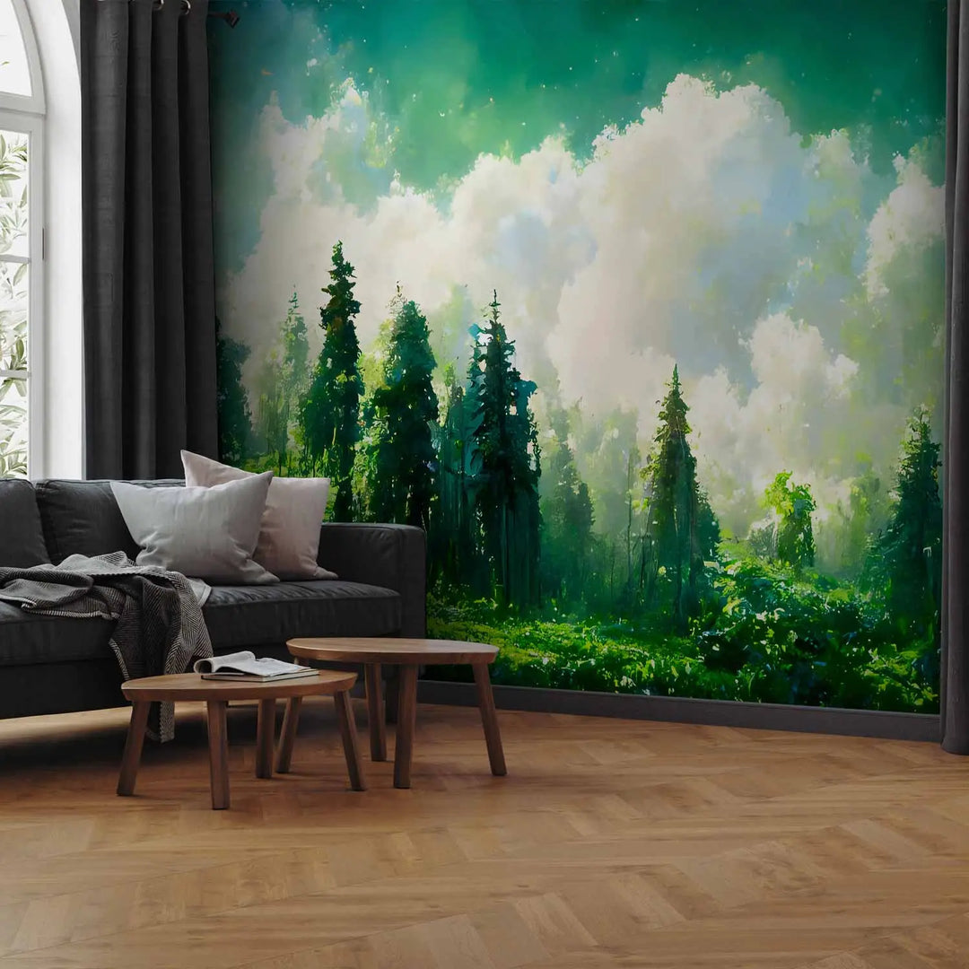 Wall Murals - Forest landscape - bright green trees | 160684