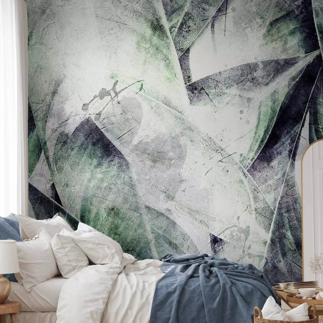 Wall Murals with tropical leaves in vintage style - Green inspiration - 135357