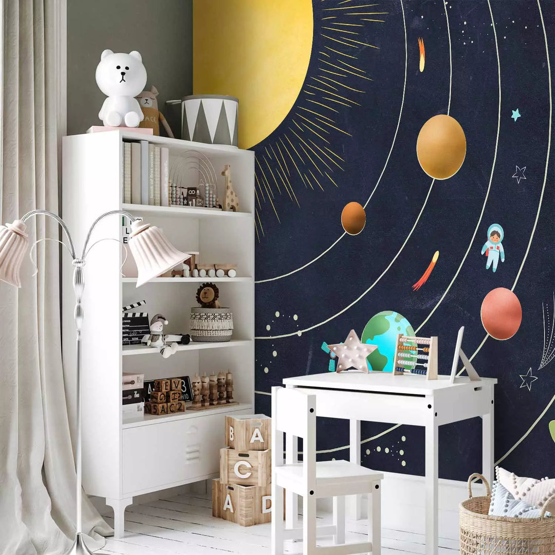 Фотообои - Солнечная система с цветными планетами и звездами, 149212