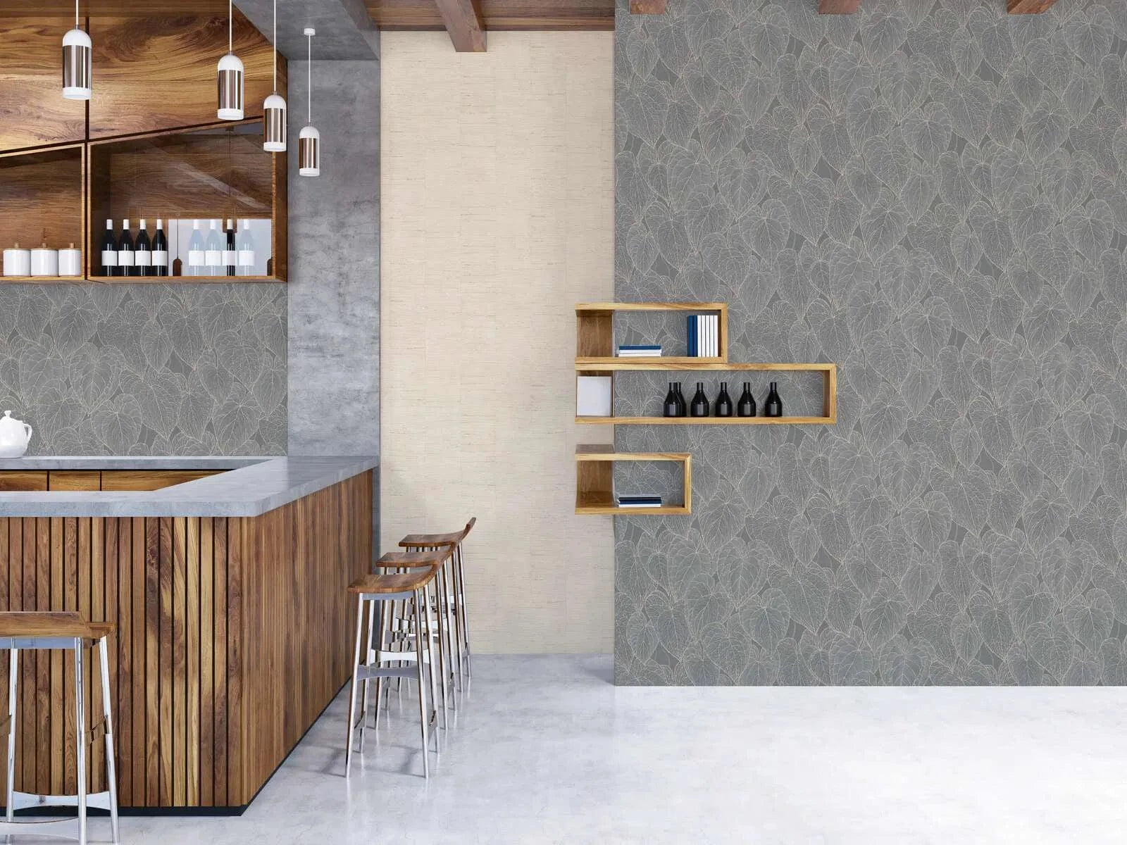 Daniel Hechter tapetes ar lapu dizainu un metāliskiem akcentiem, pelēkā/zeltā AS Creation