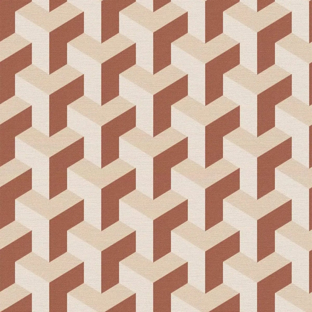 Daniel Hechter tapetes ar retro 3D dizainu brūnā un krēmkrāsā AS Creation