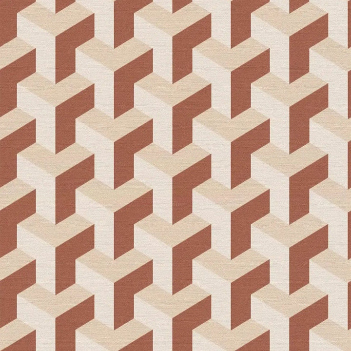 Daniel Hechter tapetes ar retro 3D dizainu brūnā un krēmkrāsā AS Creation