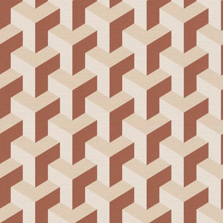 Daniel Hechter tapetes ar retro 3D dizainu brūnā un krēmkrāsā AS Creation