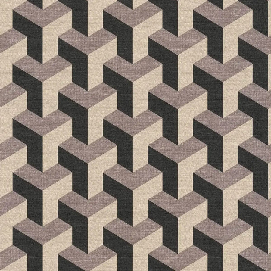 Daniel Hechter tapetes ar retro 3D dizainu krēma/melna/metāla krāsā AS Creation