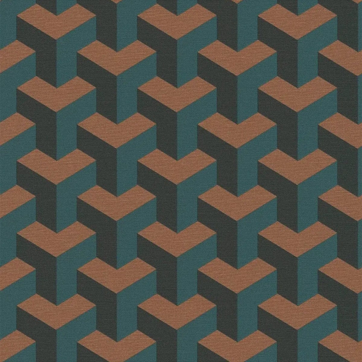 Daniel Hechter tapetes ar retro 3D dizainu zila un brūnā/vāra krāsā AS Creation