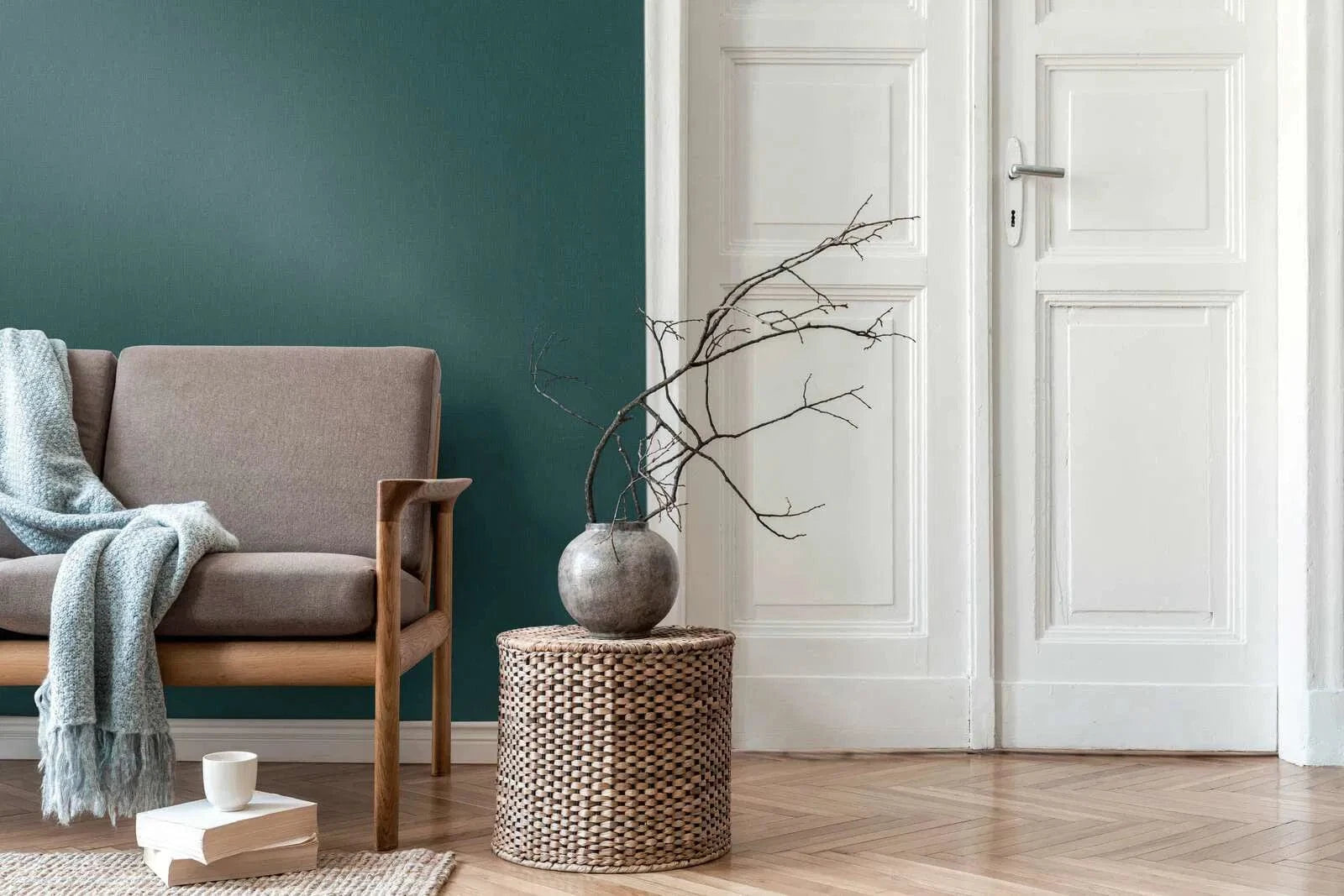 Daniel Hechter tapetes ar  tekstila faktūru zaļgani zilā krāsā AS Creation