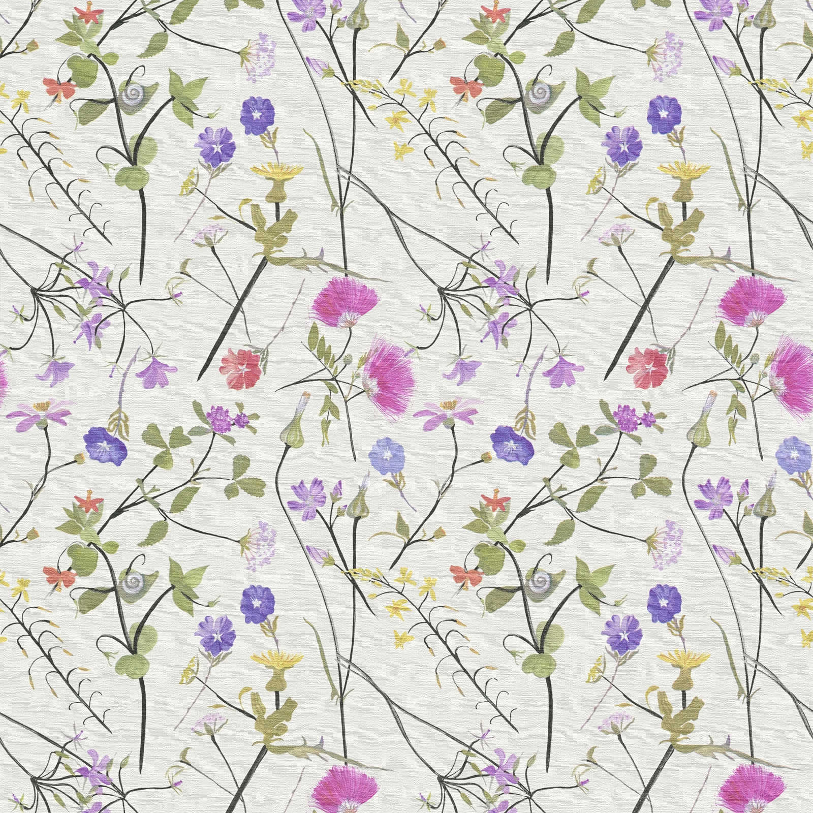 Daudzkrāsainas tapetes ar detalizētu ziedu rakstu, 389011 AS Creation