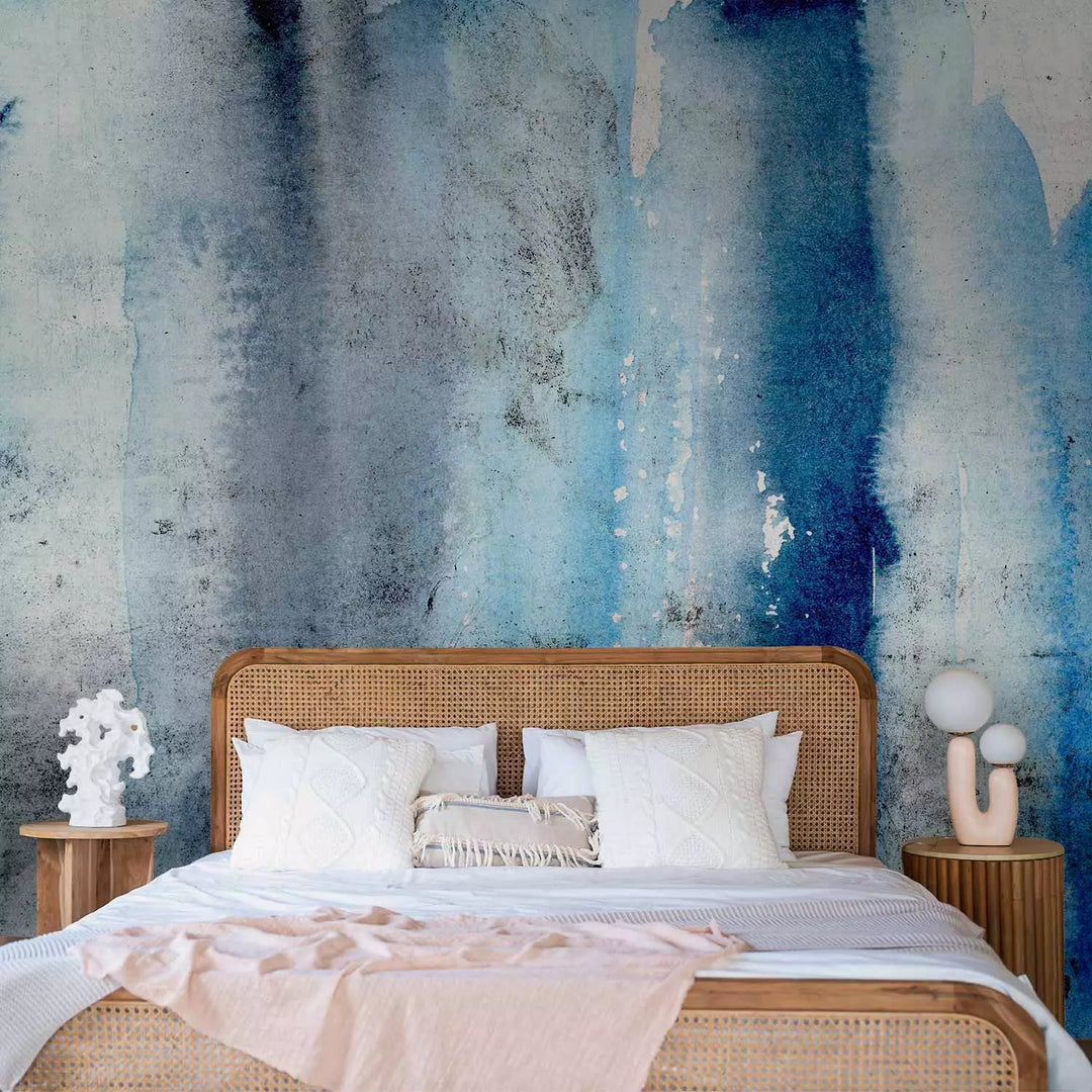 Fototapetes - Mākslinieciska siena zilā akvareļu krāsā, 148936