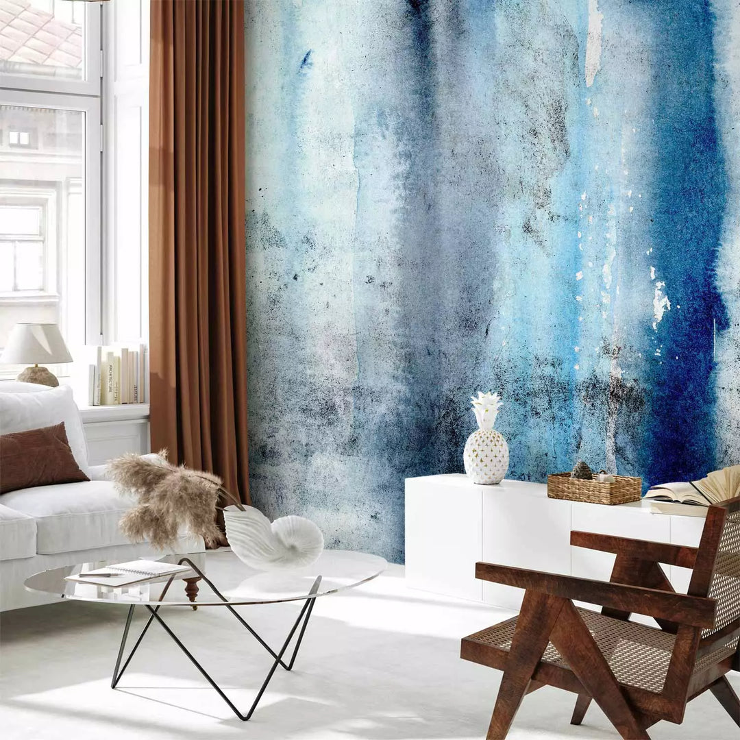 Fototapetes - Mākslinieciska siena zilā akvareļu krāsā, 148936