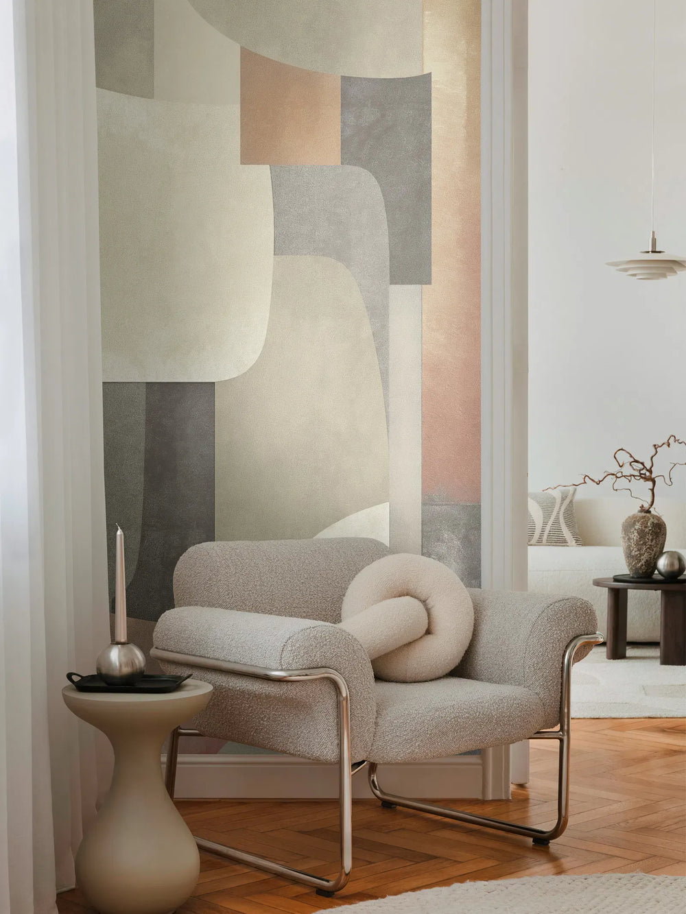 Dekoratīvas tapetes ar ģeometriskām formām maigos zemes toņos | 3011636 AS Creation