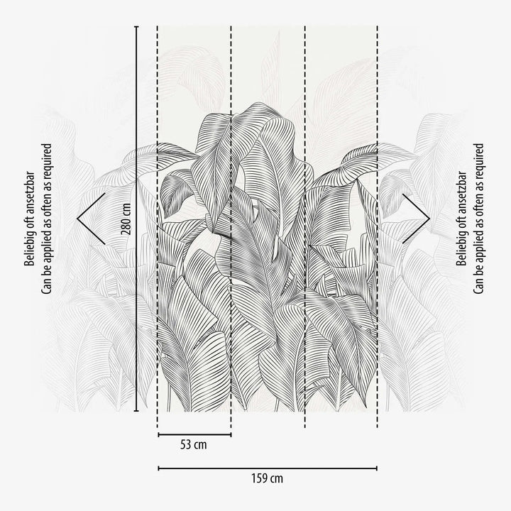 Tapetes ar grafisku lapu un augu motīvu,  melnbaltas - 3013153 AS Creation