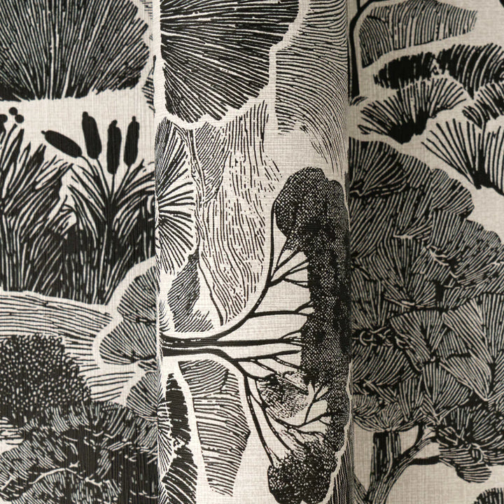 Dekoratīvas tapetes ar koku ainavu, melnbaltas - 3012455 AS Creation