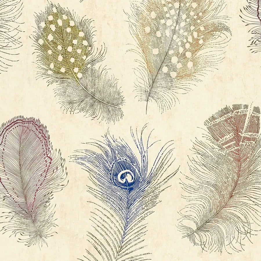 Dekoratīvas tapetes ar krāsainām spalvām - 3012472 AS Creation