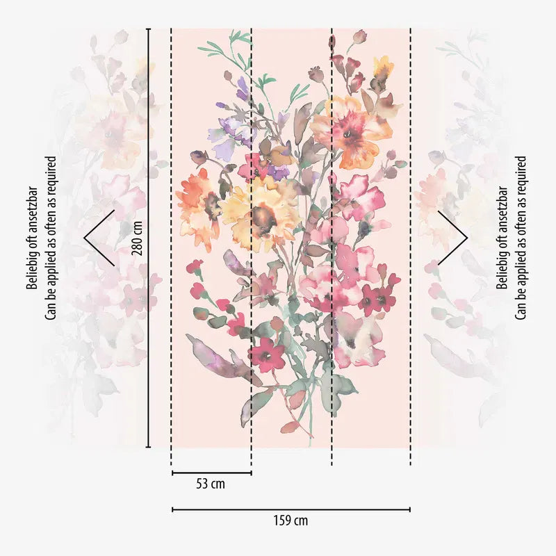 Dekoratīvas tapetes ar krāsainu ziedu pušķi uz izsmalcināta fona | rozā toņos | 3011635 AS Creation