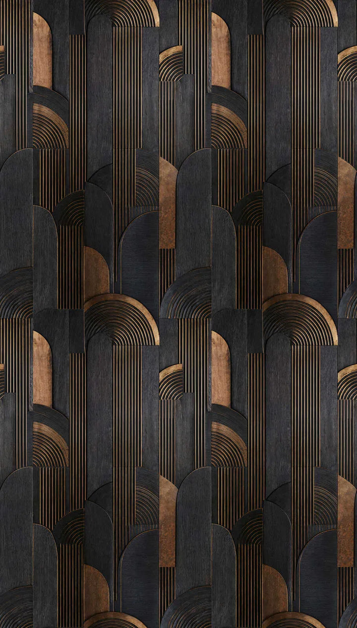 Dekoratīvās tapetes ar modernu Art Deco rakstu,  melna, brūna, 3013142 AS Creation