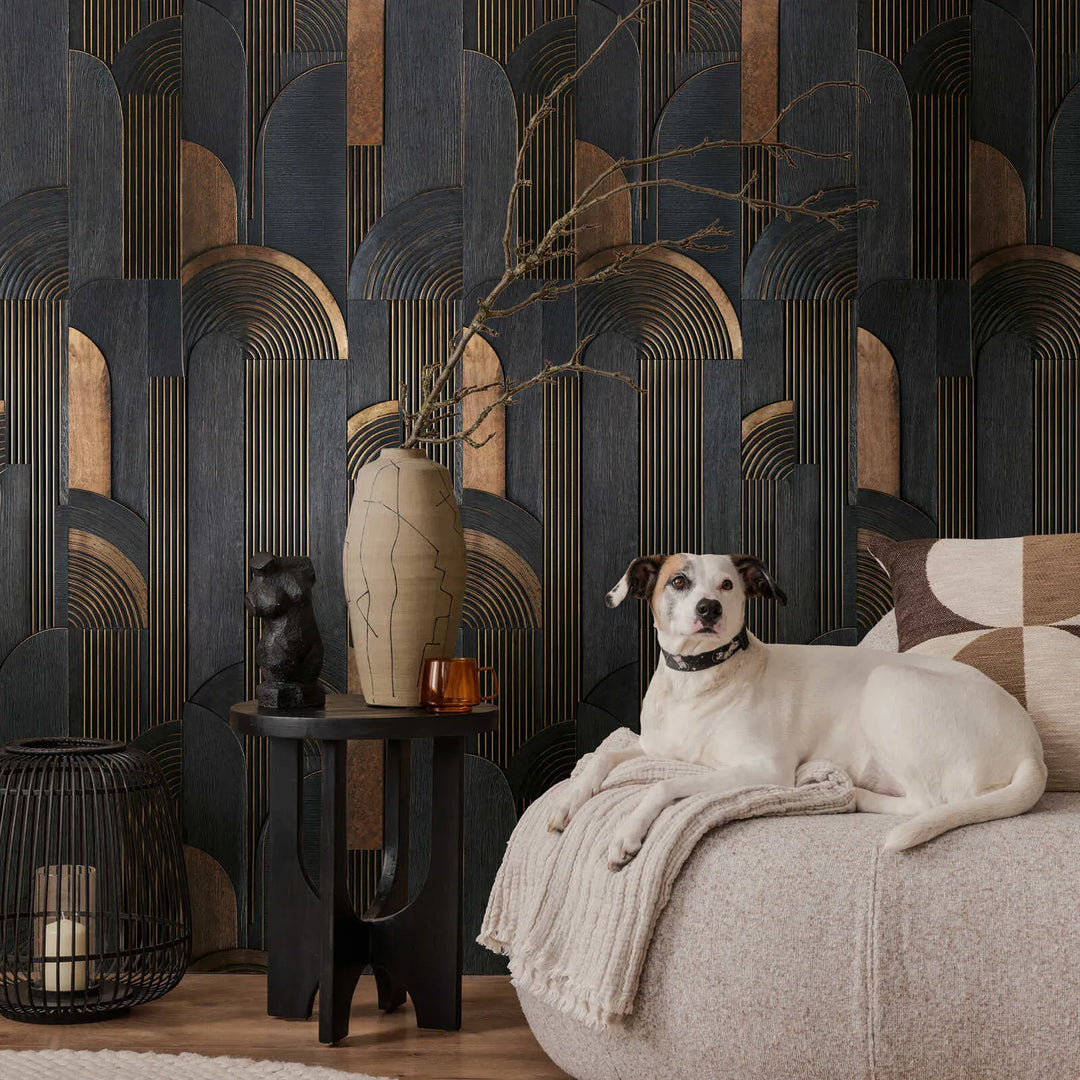 Dekoratīvās tapetes ar modernu Art Deco rakstu,  melna, brūna, 3013142 AS Creation