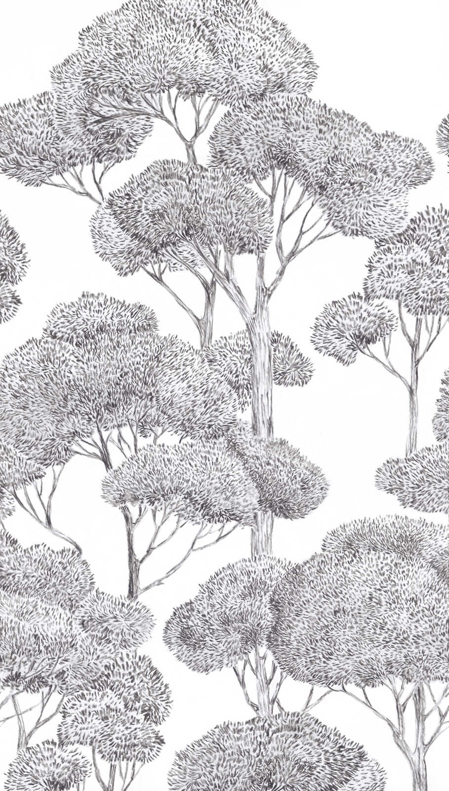 Dekoratīvās tapetes ar stilizētu koku motīvu, pelēka, balta - 3013147 AS Creation