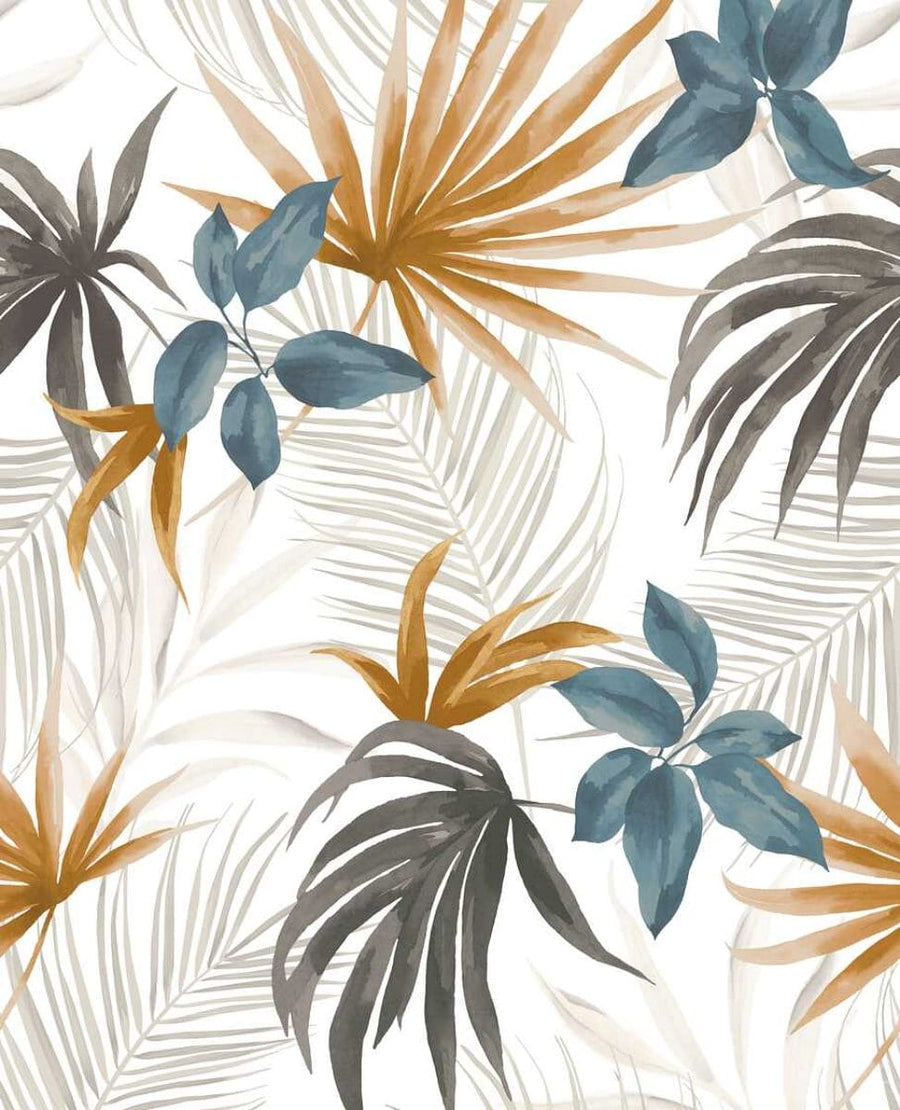 Dekoratīvas tapetes ar tropu ziediem un lapām siltās un vēsās krāsās | 3011633 AS Creation