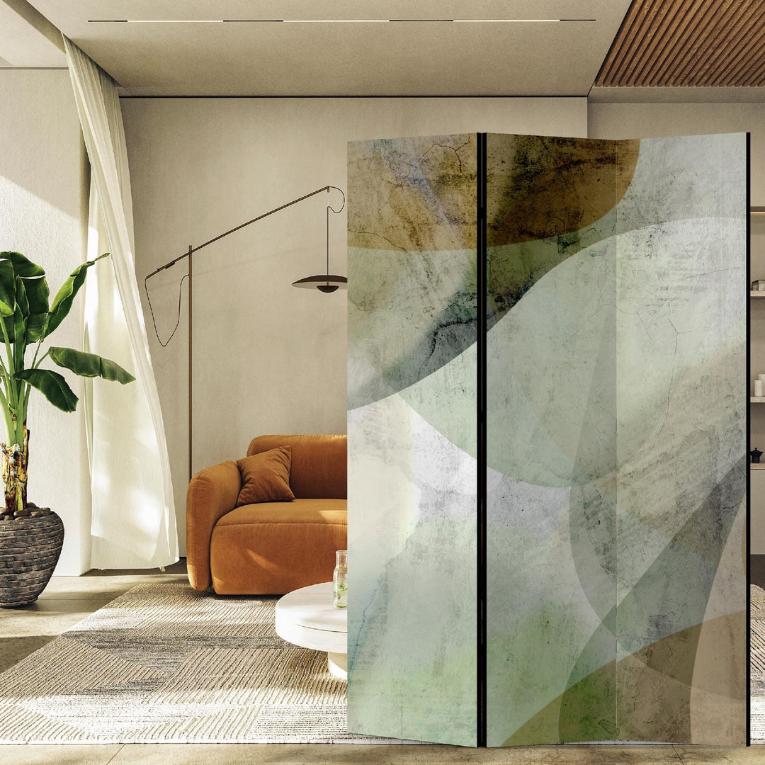 Dekoratīvs divpusējs aizslietnis,135x172, Abstraktās formas (Zemes un olīvtoņi) L-ART