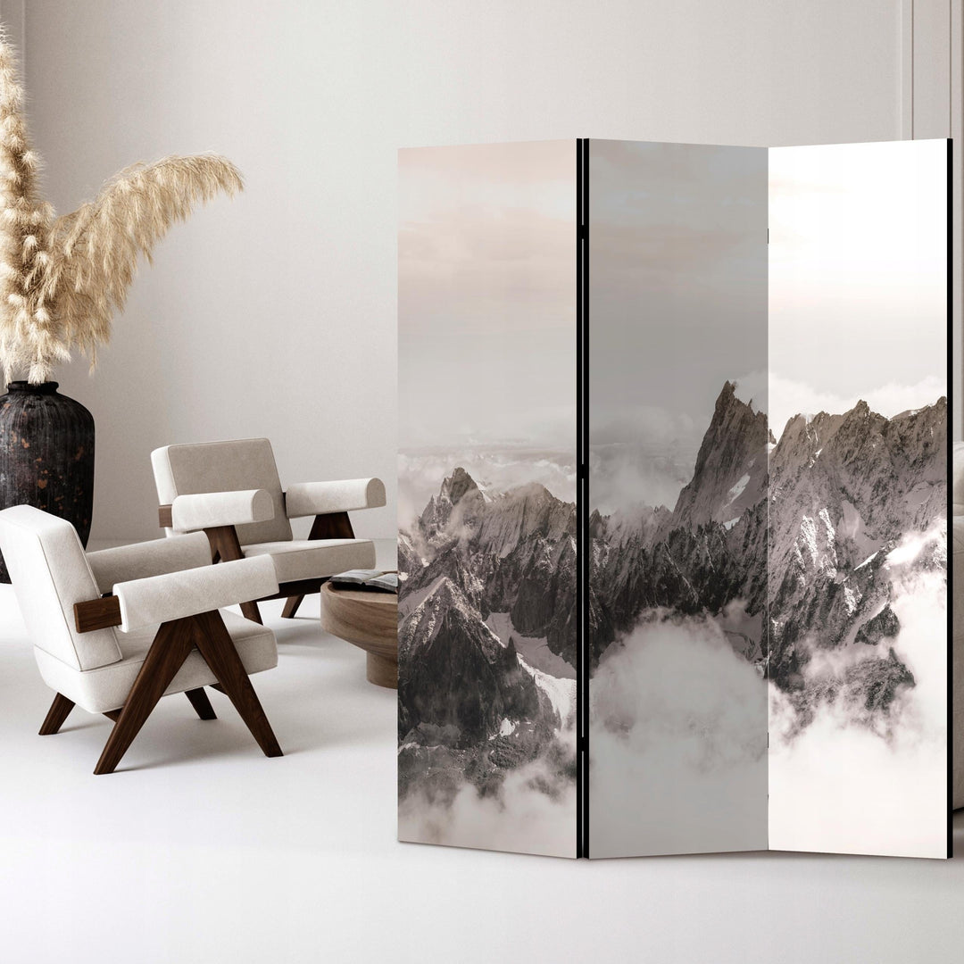 Dekoratīvs istabas aizslietnis, divpusējs 135x172, Kalnu ainava (Sēpija) L-ART