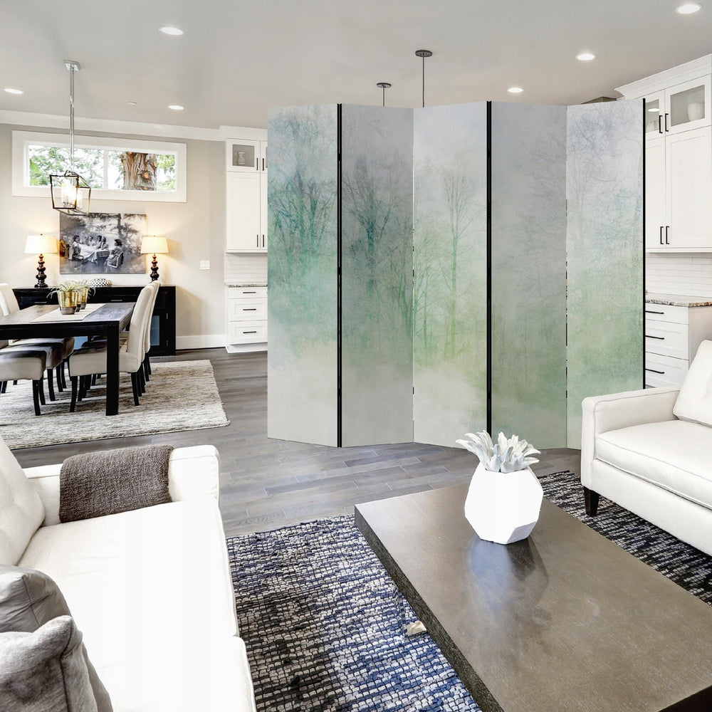 Dekoratīvs istabas aizslietnis, divpusējs, 225x172, Miglains mežs un dabas ainava L-ART