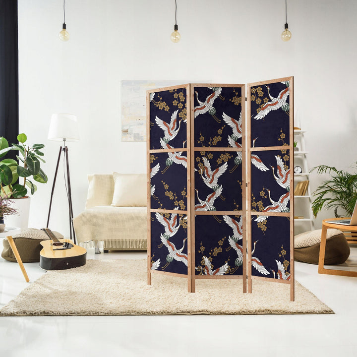 Dekoratīvs japāņu aizslietnis, vienpusējs 135x172, Dzērves uz tumši zila fona L-ART