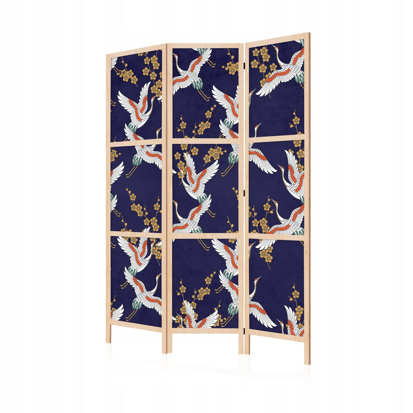Dekoratīvs japāņu aizslietnis, vienpusējs 135x172, Dzērves uz tumši zila fona L-ART