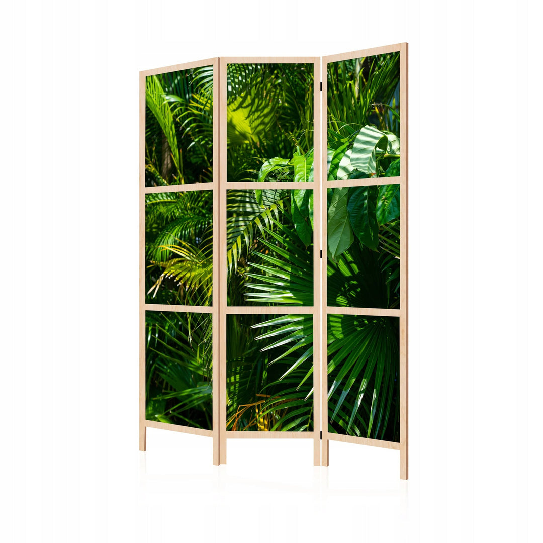 Dekoratīvs japāņu aizslietnis, vienpusējs 135x172, Eksotiskās palmu lapas, zaļā krāsā L-ART