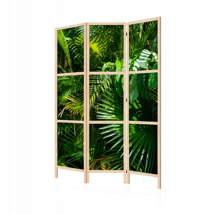 Dekoratīvs japāņu aizslietnis, vienpusējs 135x172, Eksotiskās palmu lapas, zaļā krāsā L-ART