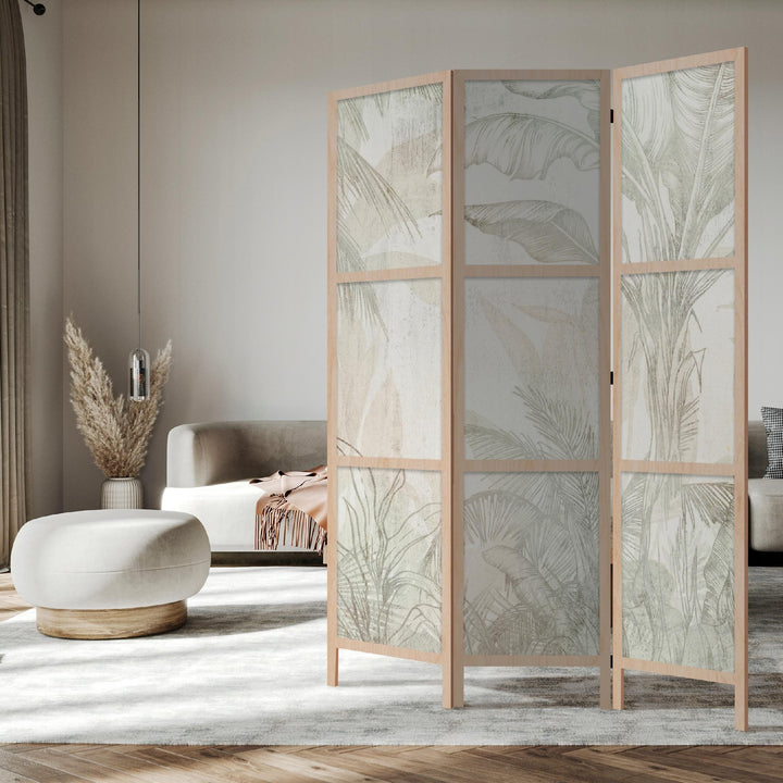 Dekoratīvs japāņu aizslietnis, vienpusējs 135x172, Tropu dārzs bēšos toņos L-ART