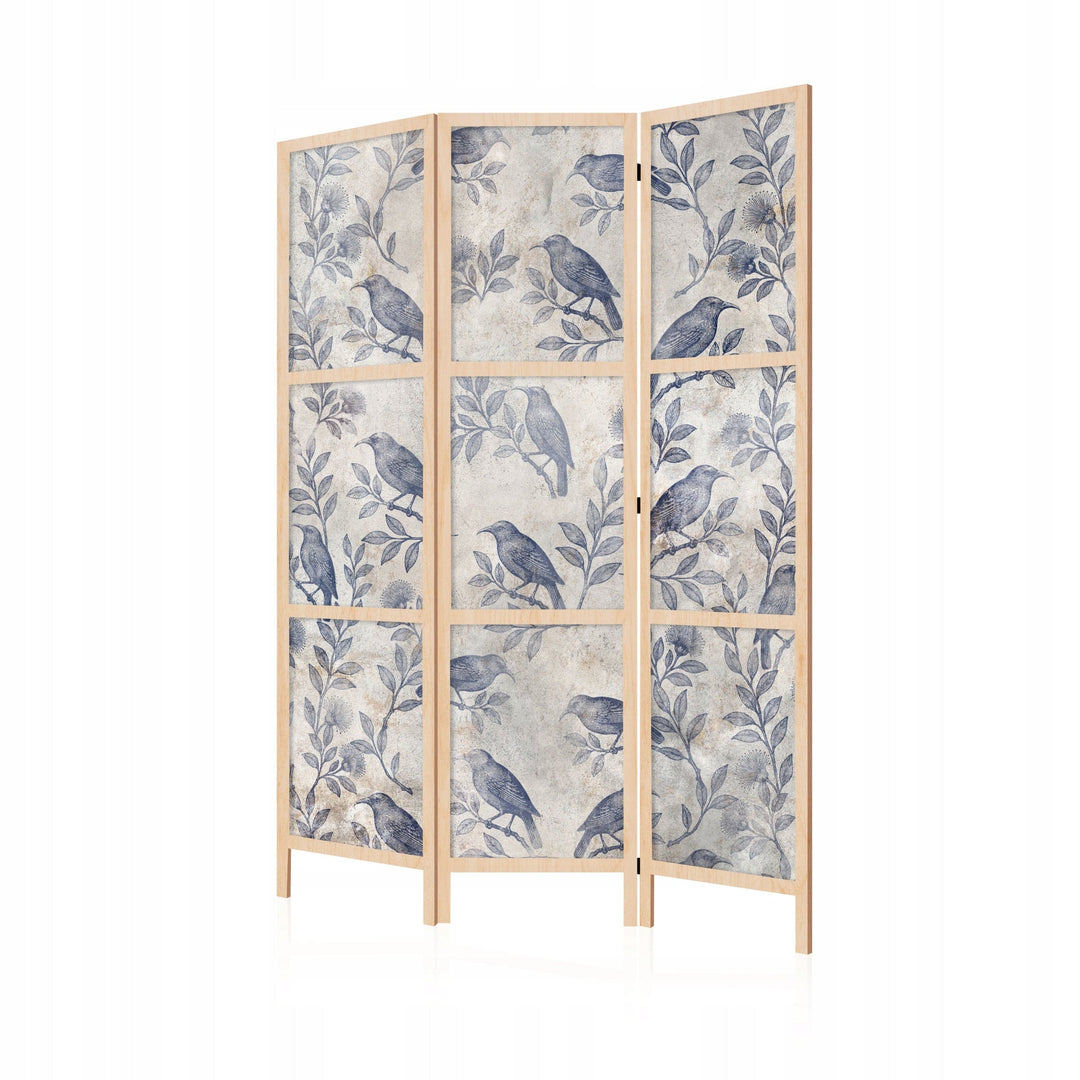 Dekoratīvs japāņu aizslietnis, vienpusējs 135x172, Zilie putni un lapas L-ART