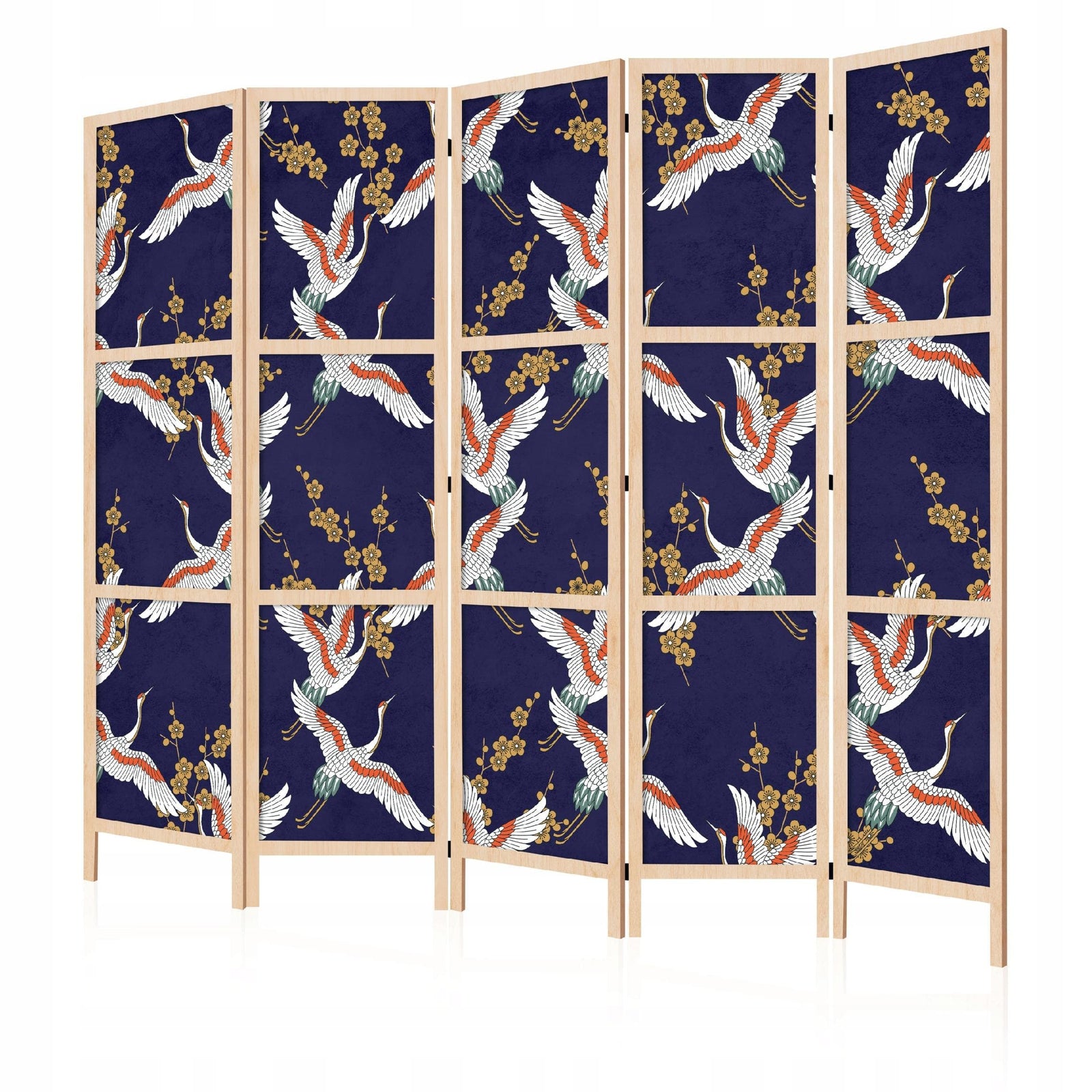 Dekoratīvs japāņu aizslietnis, vienpusējs 225x172, Dzērves uz tumši zila fon L-ART