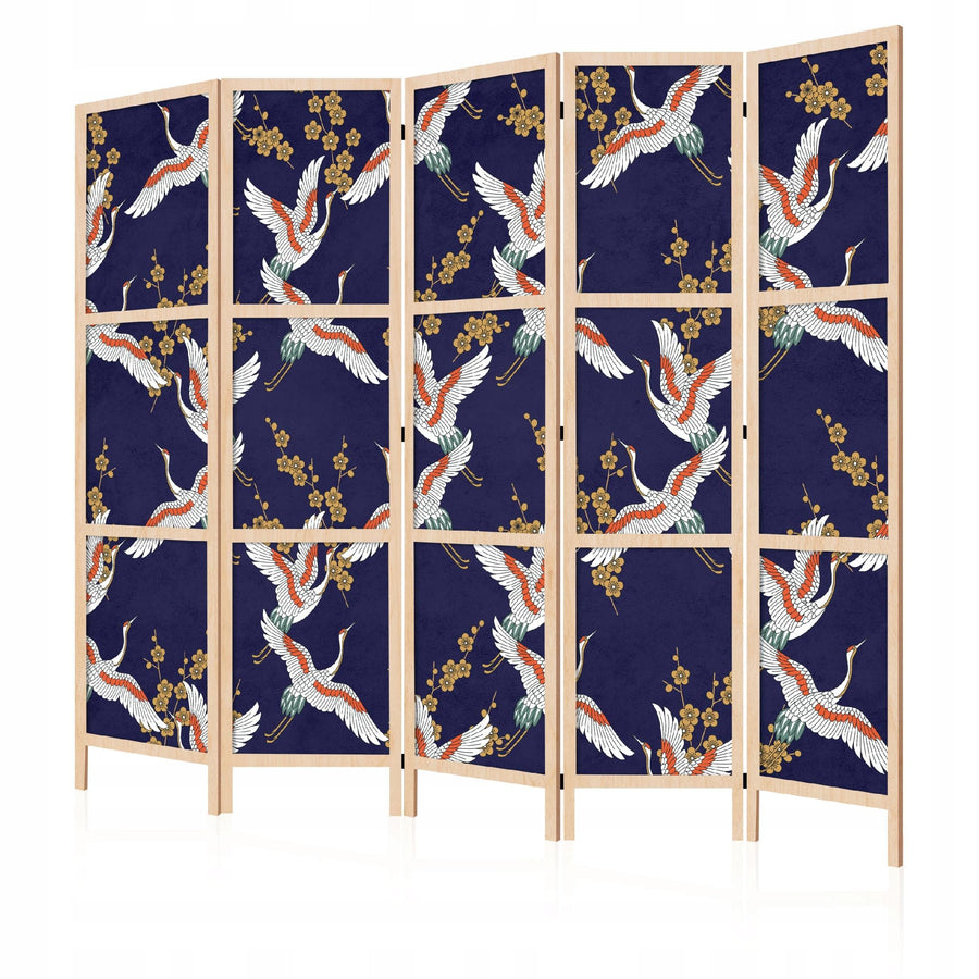 Dekoratīvs japāņu aizslietnis, vienpusējs 225x172, Dzērves uz tumši zila fon L-ART