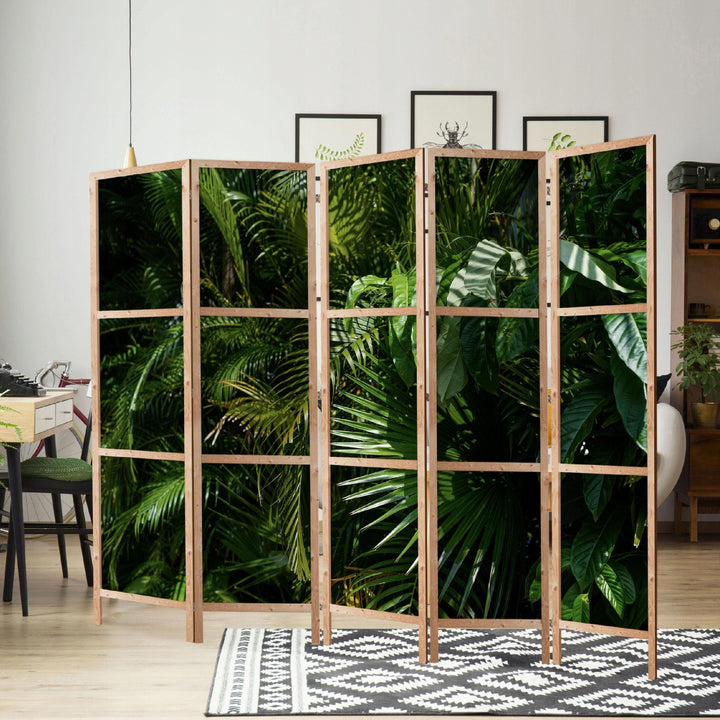 Dekoratīvs japāņu aizslietnis, vienpusējs 225x172, Eksotiskās palmu lapas, zaļā krāsā L-ART