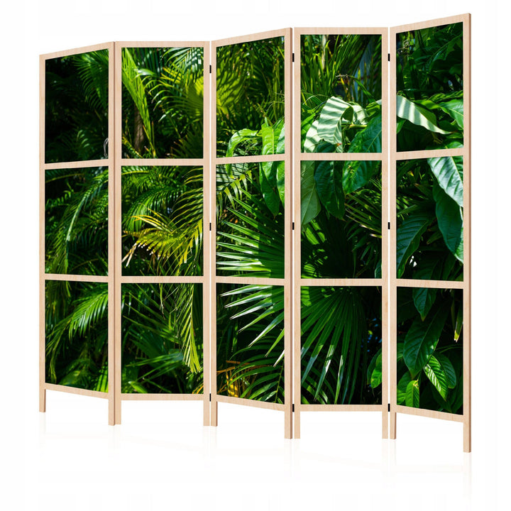 Dekoratīvs japāņu aizslietnis, vienpusējs 225x172, Eksotiskās palmu lapas, zaļā krāsā L-ART