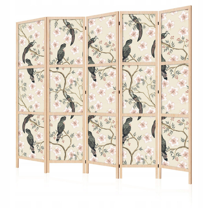 Dekoratīvs japāņu aizslietnis, vienpusējs 225x172, Eksotiskie putni un rozā ziedi L-ART
