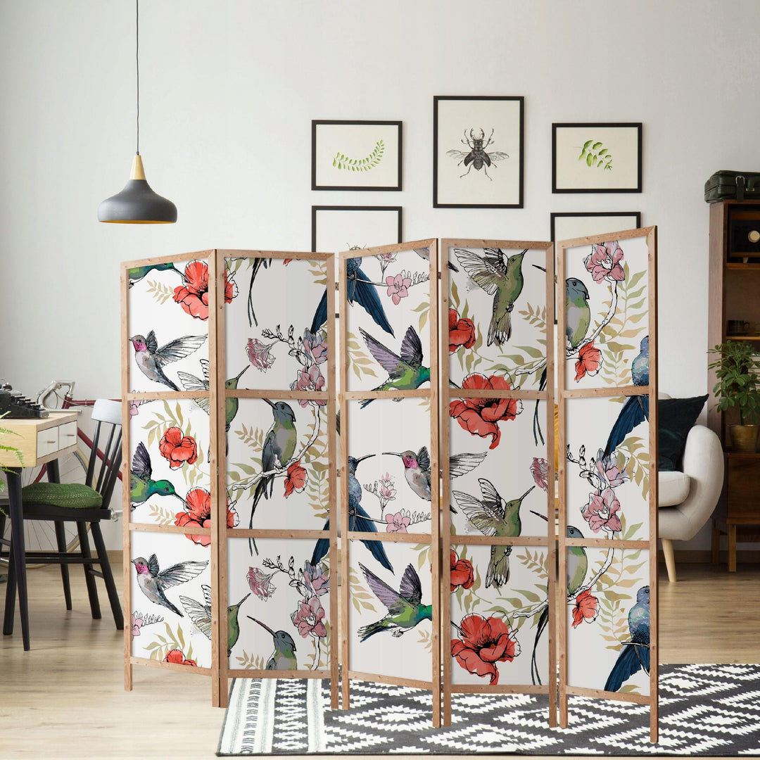 Dekoratīvs japāņu aizslietnis, vienpusējs 225x172, Kolibri un magones L-ART